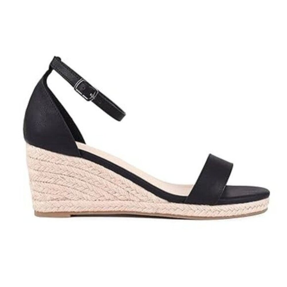 FOWT Espadrille Ankle Straps Buckle Wedge Sandals for Women Open Toe Platform